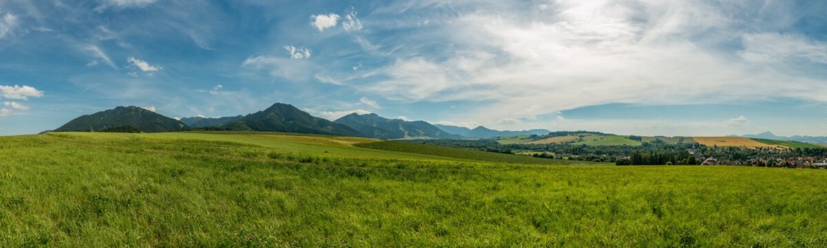 panorama view summer foothills landscape lower tatra mountains
