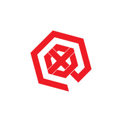 letter x hexagonal line logo vector