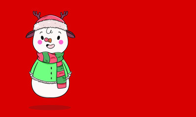 snowman on red background