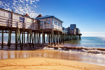 Old Orchard Beach Pier, Maine USA on a sunny day
