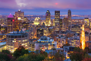 Skyline of Montréal, Quebec, Canada from Mount Royal at night