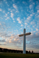 Large cross with blue evening sky