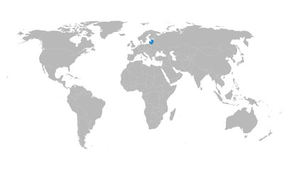 Baltic states highlighted blue on world map vector