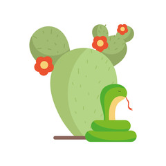Isolated cactus and snake vector design