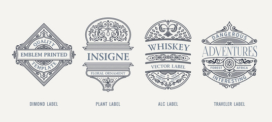 Set of Vintage beer frames and labels. Craft premium logos. Design emblems on transparent background