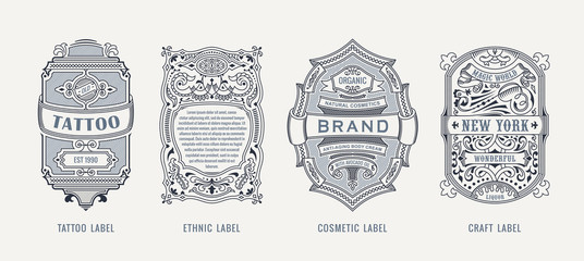 Set of Vintage beer frames and labels. Craft premium logos. Design emblems on transparent background