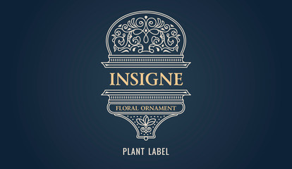 Label for modern emblem, frame badge template card. Luxury calligraphic ornate frame