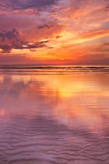 Foto auf Acrylglas Sunset reflections on the beach, Texel island, The Netherlands © sara_winter