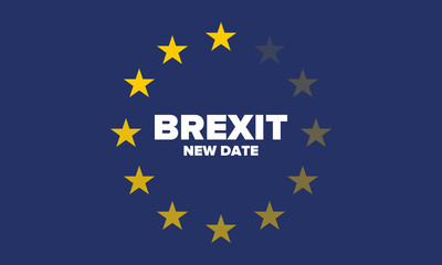 Brexit poster. UK leaving EU. Crisis in relations between the United Kingdom and the European Union. Vote for new deal. Brexit without deal. Great Britain and Europe flags. Vector illustration 