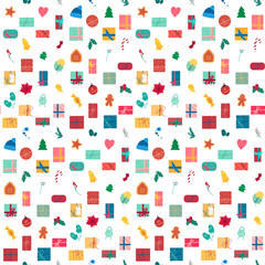 Obraz premium Christmas present boxes with ribbons seamless pattern