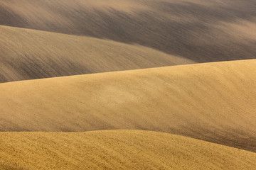 Moravian fields in autumn time. Rolling fileds in Czech Republic near Brno.