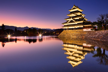 Matsumoto castle in Matsumoto, Japan at night