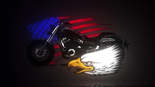 motorcycle with the head eagle and american flag
