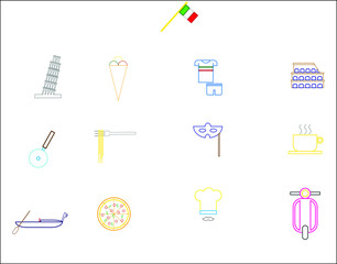 collection of typical icons of country of italy