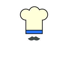 vector chef hat icon formed with simple lines