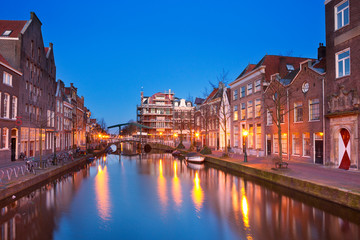 City of Leiden, The Netherlands at night