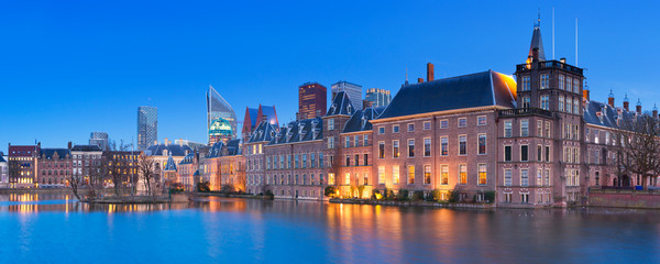The Binnenhof in The Hague, The Netherlands at night