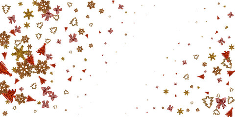 New Years Party background. 2020 Xmas celebration pattern. Christmas gold decorations isolated on white.Holiday festive celebration concept.Banner mock up for display of product or design content