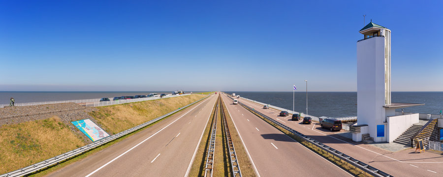 The 'Afsluitdijk' Dike Damming Off The Former Zuiderzee, The Netherlands