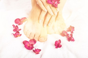 Spa and Wellness Setting with Female Feet