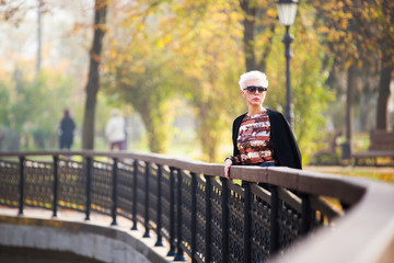 Fototapeta premium stylish woman in autumn park
