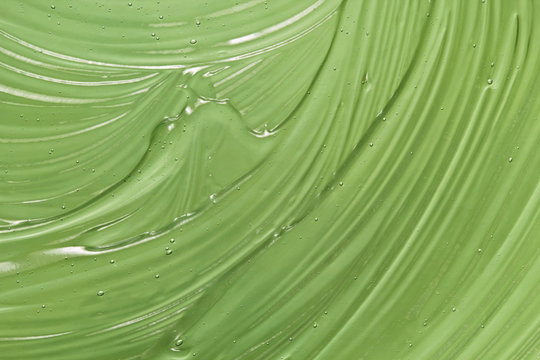 Aloe Vera Gel Texture. Transparent Green Skincare Product  Background. Natural Cosmetics