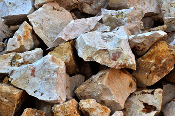 limestone texture. pile of limestone. break the stone at the construction site