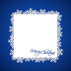 Blue Christmas gift card, Merry Christmas snowflake background with space for your wishes, modern holiday vector illustration