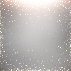 Silver background decorated golden sequins frame pattern. Shining light grey texture. Festive glitter Christmas llustration. Winter holiday decoration.