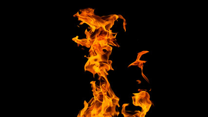 Fire flames on black background. fire on black background isolated. fire patterns