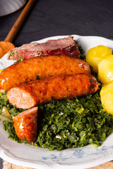 oldenburg kale with pinkel sausage and kassler