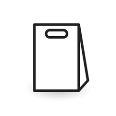 black outline of paper shopping bag icon- vector illustration