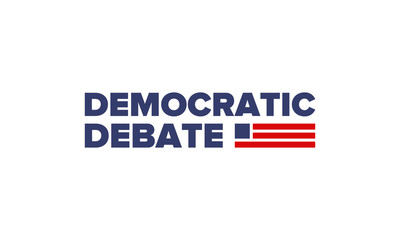 Democratic Debate. Presidential Primary in United States. Political concept. United States flag. Patriotic american elements. 2020 election. Voting campaign. Poster, card, banner and background. Vecto