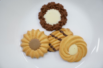 piece of butter cookies on white dish