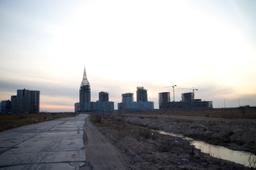 Fototapeta na wymiar Urban construction on the outskirts of the city