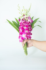 Bouquet of orchid flower and pandan leaves for pray respect to Buddha