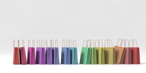 3d rendering colorful shopping bag