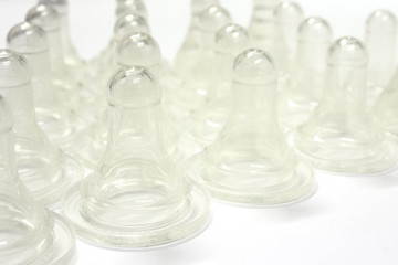 Babies silicone teats on white background, feed concept, isolated.