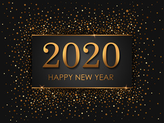 Happy New Year 2020 wishes greeting card template background design in vector