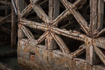 Reinforced concrete have cracked and rusty in steel structure in caused by salt in the sea