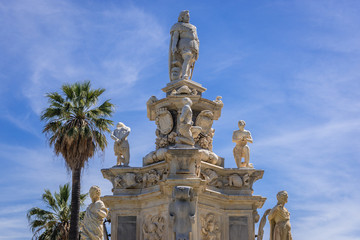 Fototapeta na wymiar Monument called Teatro Marmoreo - Marble Theater located on Parlament Square in Palermo city on Sicily Island, Italy