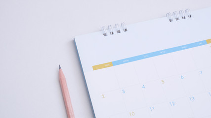 Close up calendar on white tone.