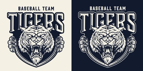 Baseball team vintage monochrome emblem
