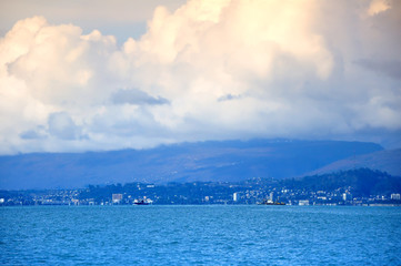 Fototapeta na wymiar panoramic view of the mountains and the sea