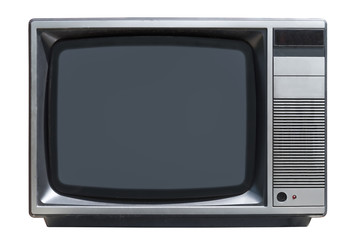old CRT tube TV set isolated on white background