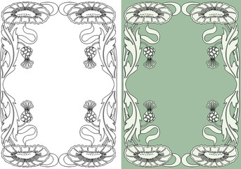 Obraz premium Decorative vintage floral frame in art nouveau style