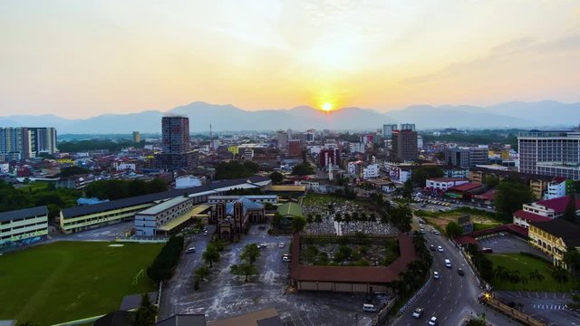 Time Lapse Of Ipoh Town,Malaysia From High Building .4K