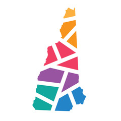 colorful geometric New Hampshire map - vector illustration