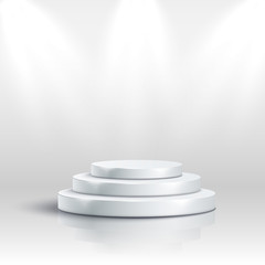 Tage podium with lighting, Stage Podium Scene with for Award Ceremony on dark background, Vector illustration