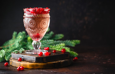 Cranberry cocktail in glasses